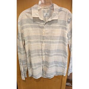 Mavi Men's Large‎ SLIM FIT  Linen Blend Long Sleeve Button Front Plaid Shirt